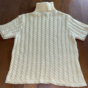 Vintage Kathy Ireland  turtleneck cable knit sweater short sleeves yellow size L